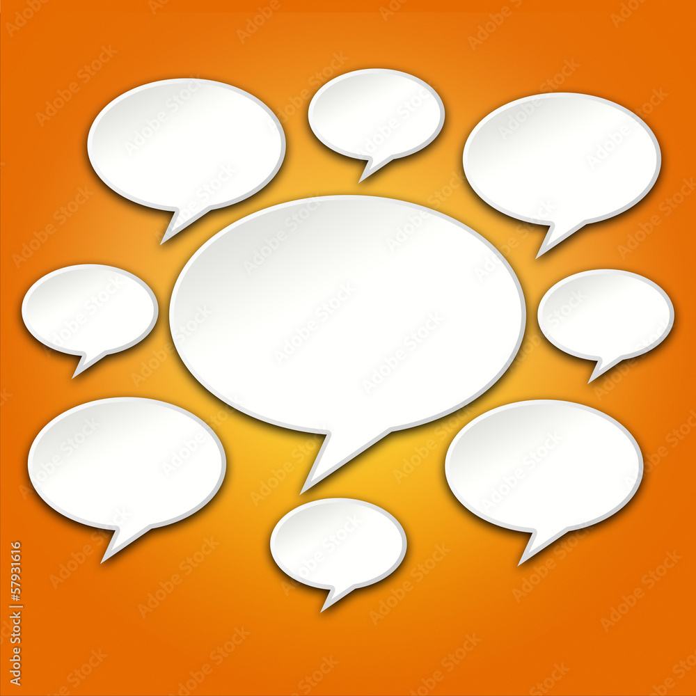 Chat Bubbles Conversation on Orange Background Chat Bubbles Conversation on Orange Background