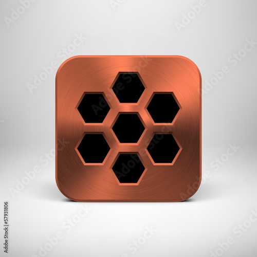 Technology App Icon Template with Bronze Metal Texture photo