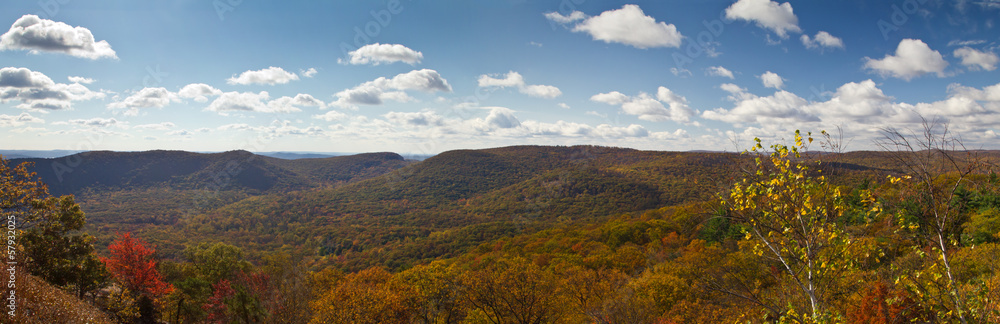 Panoramic View of New York Mountains in Fall