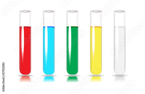 Set of five colored tubes. Realistic vector illustration.
