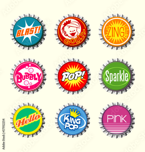 retro bottle cap designs set 1