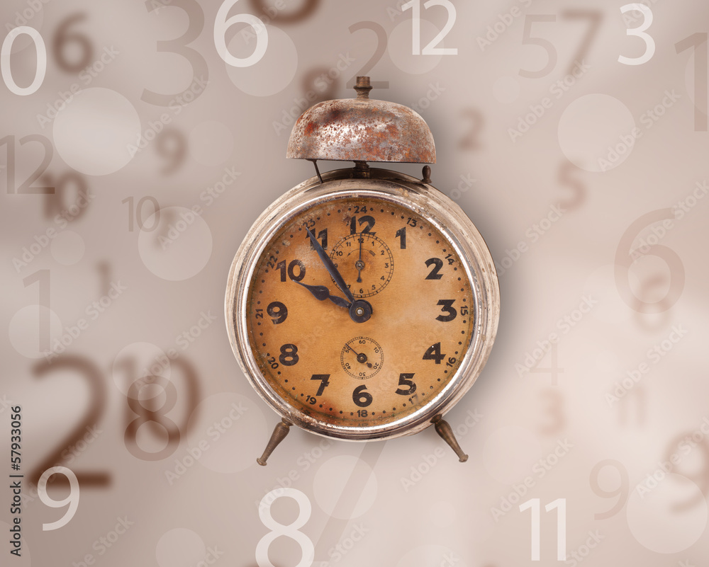 Vintage clock with numbers on the side Stock Photo | Adobe Stock