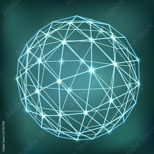 Abstract geometric sphere composition with glowing points