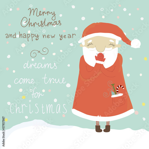 Christmas greeting card with Santa Claus
