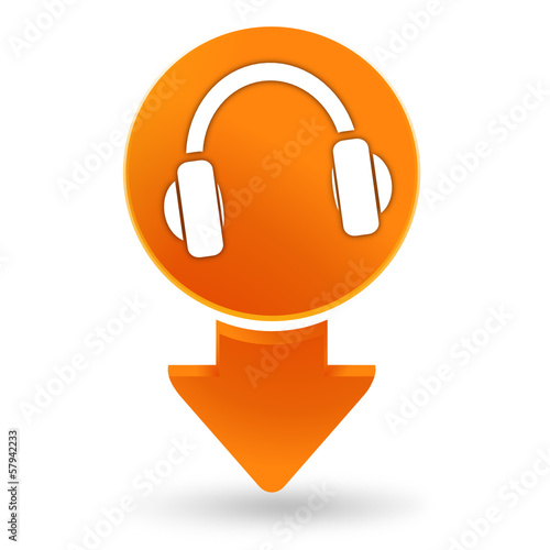 casque audio sur signet orange
