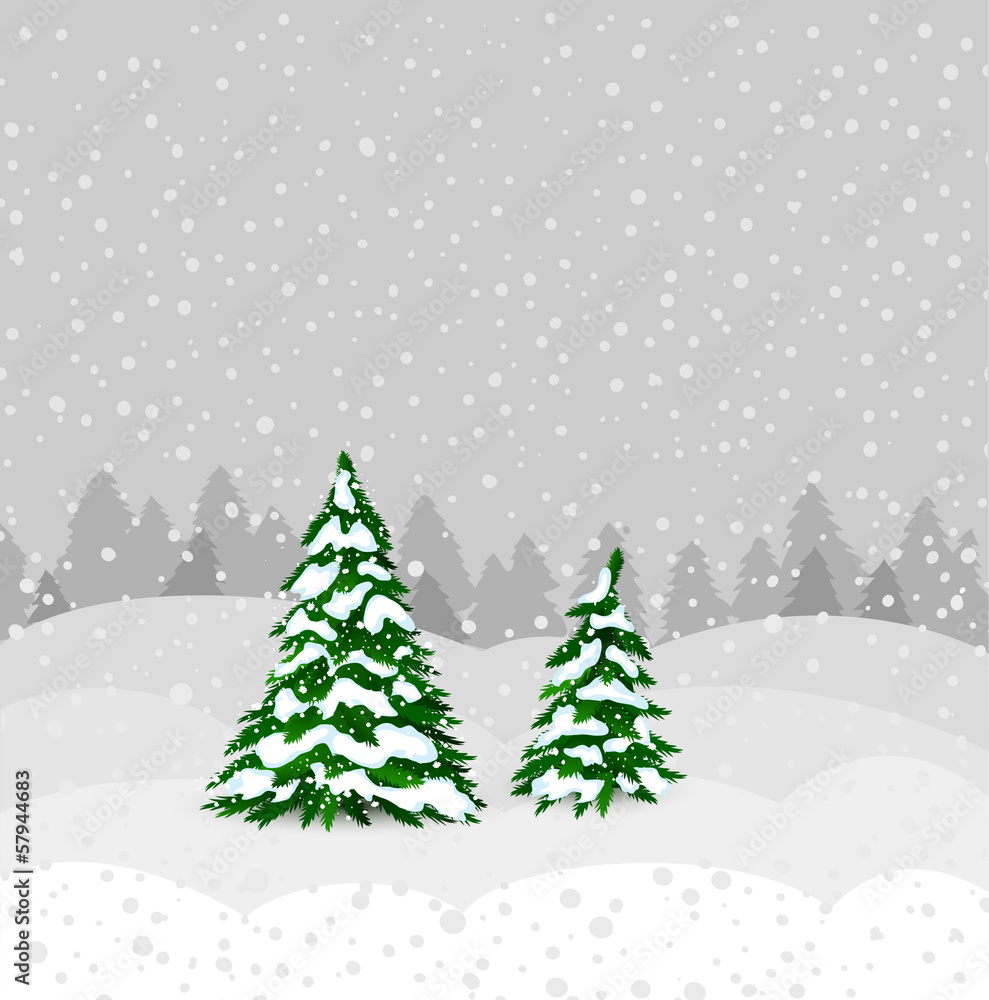 Winter forest background design in vector