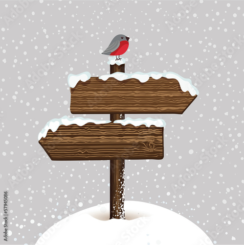 Winter wooden arrow in vector