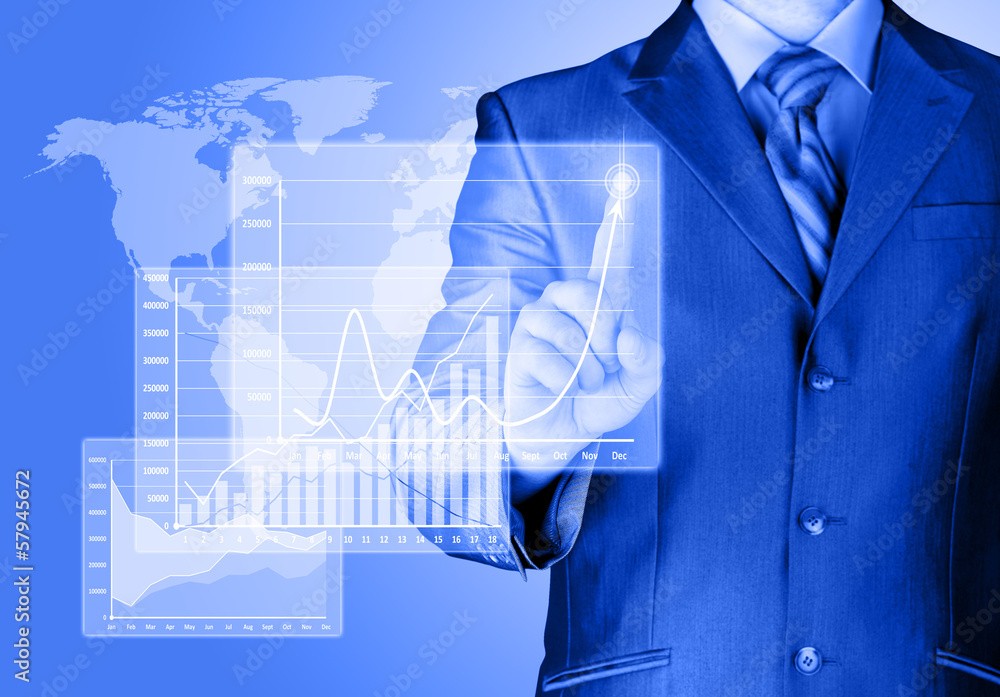 businessman with financial symbols businessman with financial symbols