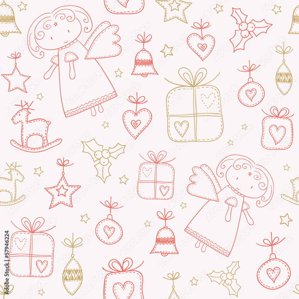 Christmas doodles seamless pattern Christmas doodles seamless pattern