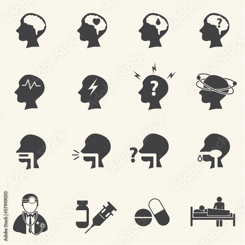 Brain and respiratory. Medical and Hospital icons.