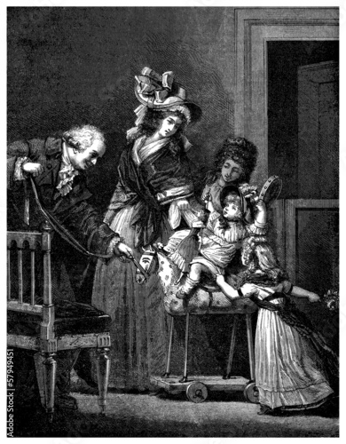 Obraz na plátně A happy Family - end 18th century