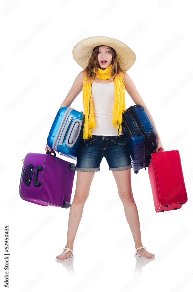Woman going to summer vacation isolated on white Woman going to summer vacation isolated on white
