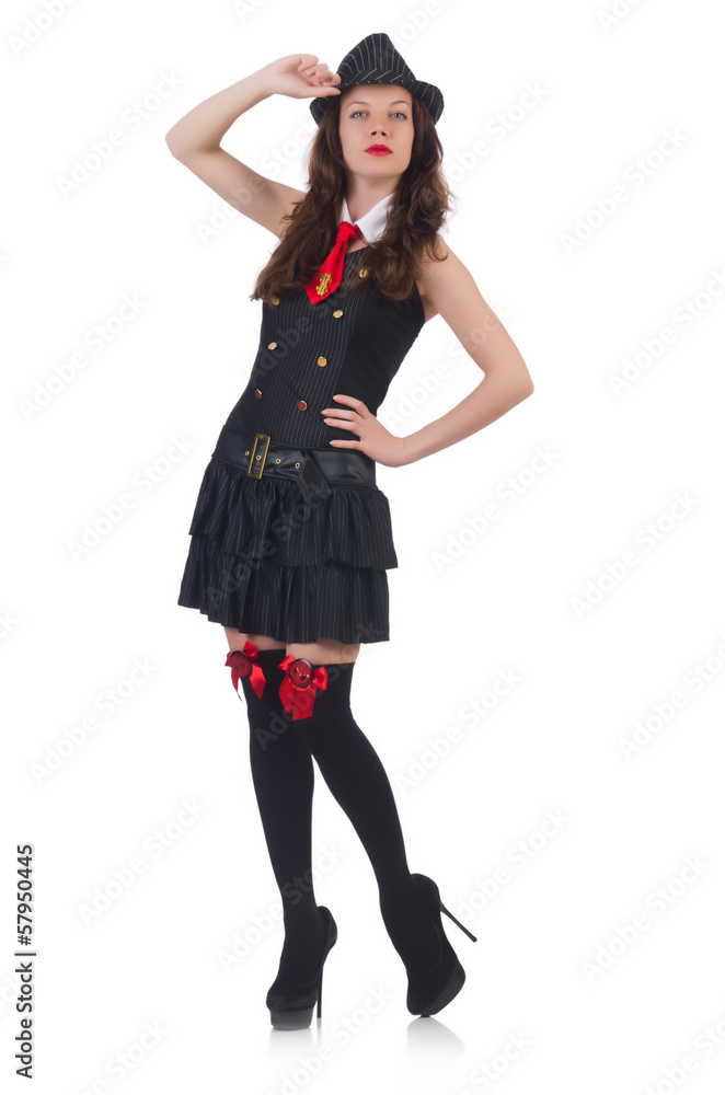 Young woman gangste isolated on white Young woman gangste isolated on white