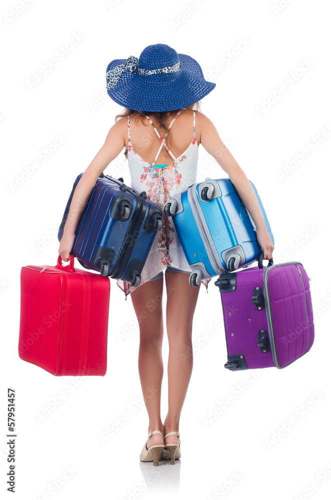 Woman going to summer vacation isolated on white Woman going to summer vacation isolated on white