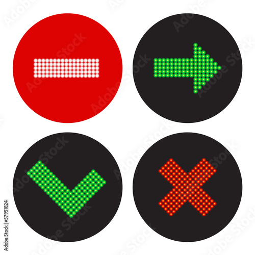 A set of icons in the style of a traffic light