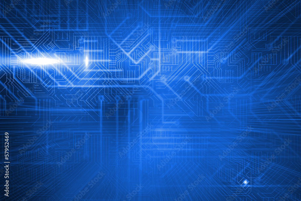 Futuristic blue circuit board