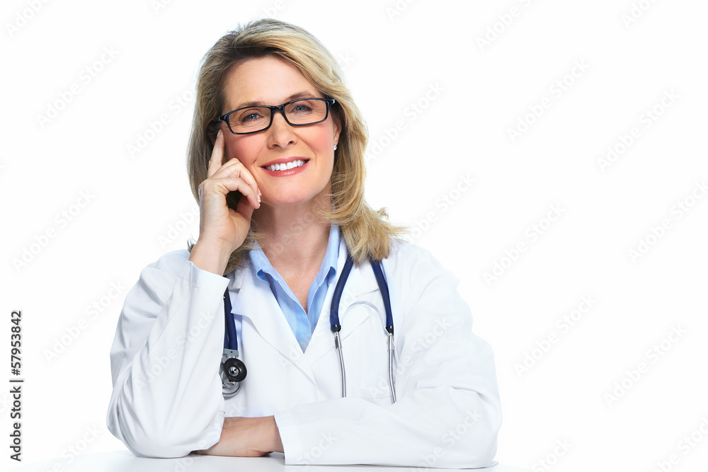 Smiling mature doctor woman. Smiling mature doctor woman.