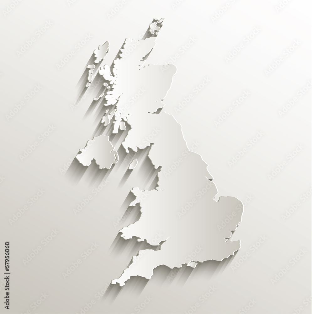 Great Britain United Kingdom map card paper 3D natural Stock Vector ...