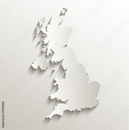 Great Britain United Kingdom map card paper 3D natural