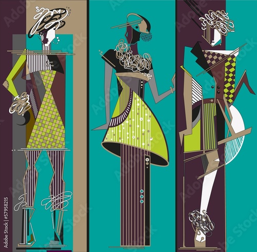 Fashion designer sketches of women clothes