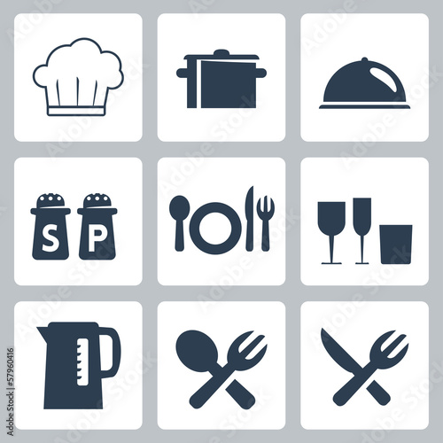Vector isolated tableware icons set