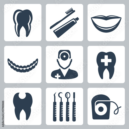 Vector isolated dental icons set