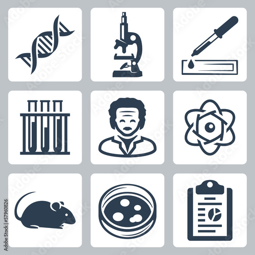 Vector isolated laboratory icons set
