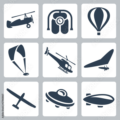 Vector aircrafts icons set
