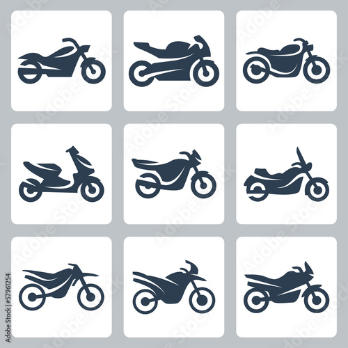 Vector isolated motorcycles icons set