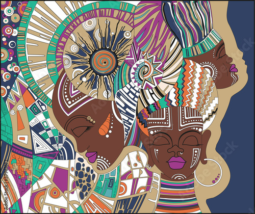 Three abstract African girls