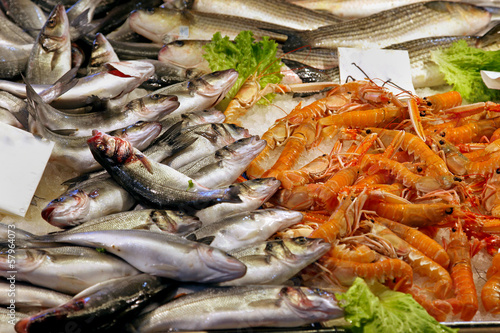 Seafood market stall