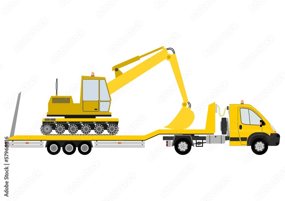 Naklejka premium Truck with excavator