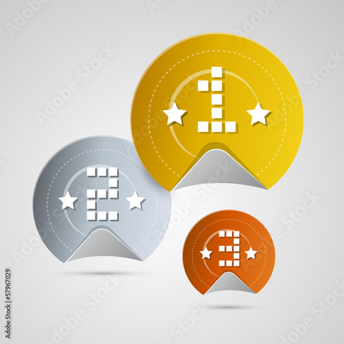 gold, silver and bronze stickers. first, second and third place