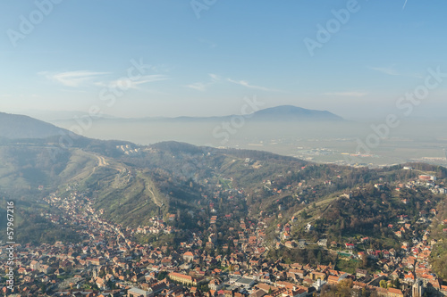 Aerial View Of Brasov City In The Carpathian Mountains