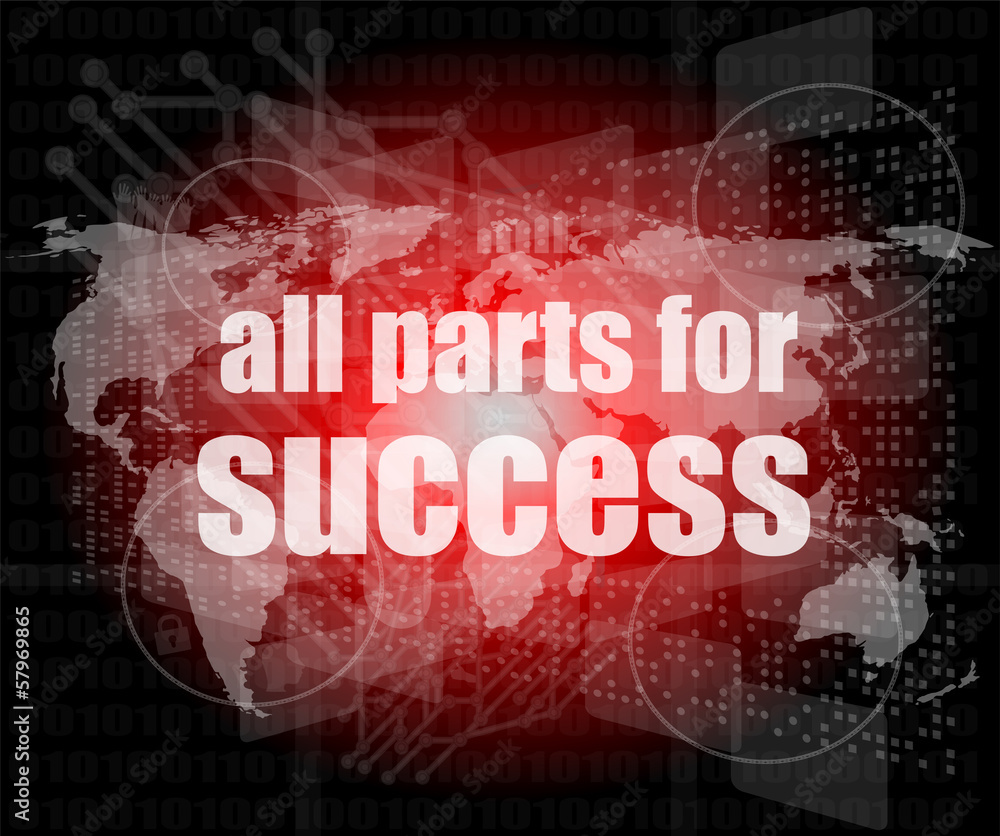 all parts for success text on digital touch screen interface