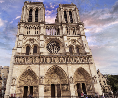 Notre Dame Cathedral with beautiful sky, Paris