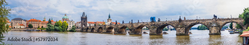 Fotografie, Obraz Karlov or charles bridge and river Vltava in Prague in summer