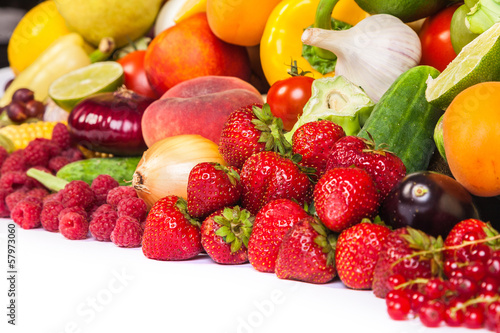 Group of fresh vegetables isolated on white