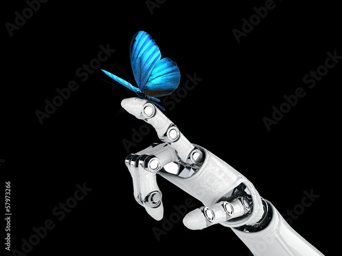 Canvas Print robot hand and butterfly