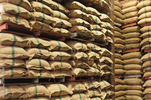 Принти на полотні Stack hemp sacks of rice