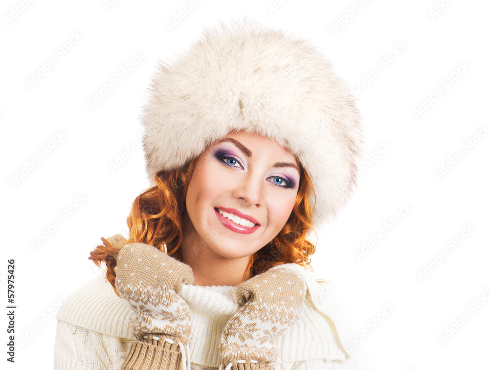 A beautiful woman in traditional winter clothes A beautiful woman in traditional winter clothes