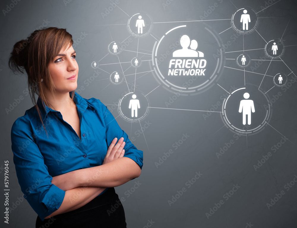 Attractive girl looking at modern social network