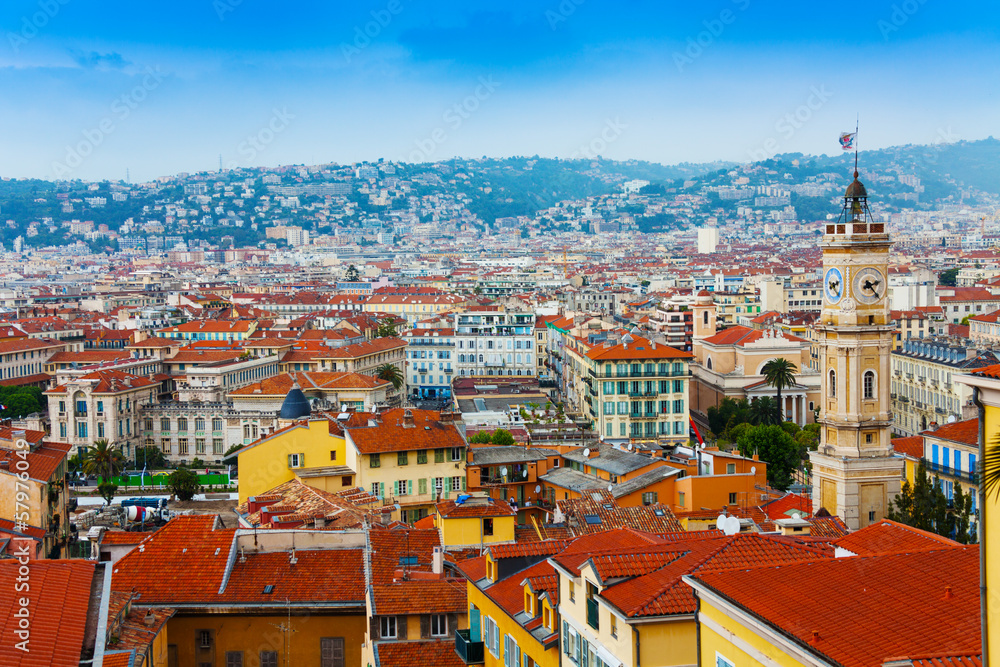 Roofs panorama of Nice, France