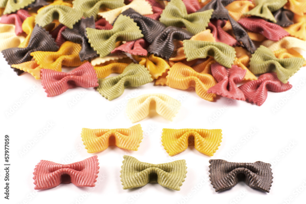 Pasta in the shape of bows, colorful Pasta in the shape of bows, colorful