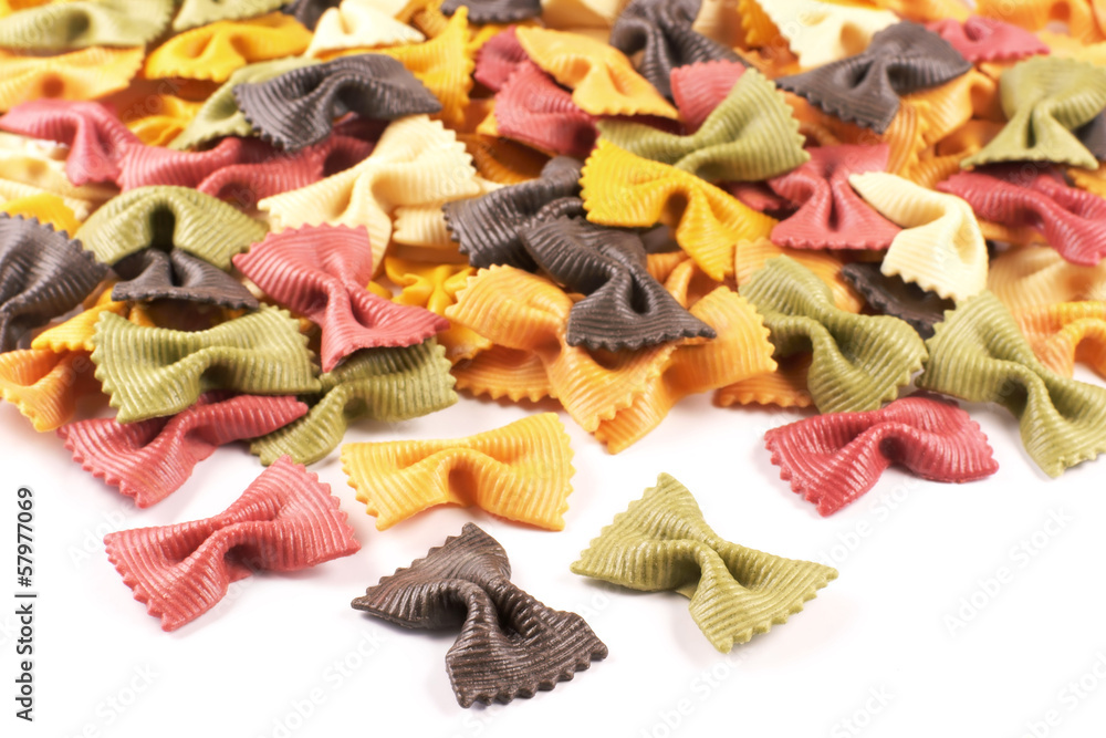 Pasta in the shape of bows, colorful Pasta in the shape of bows, colorful