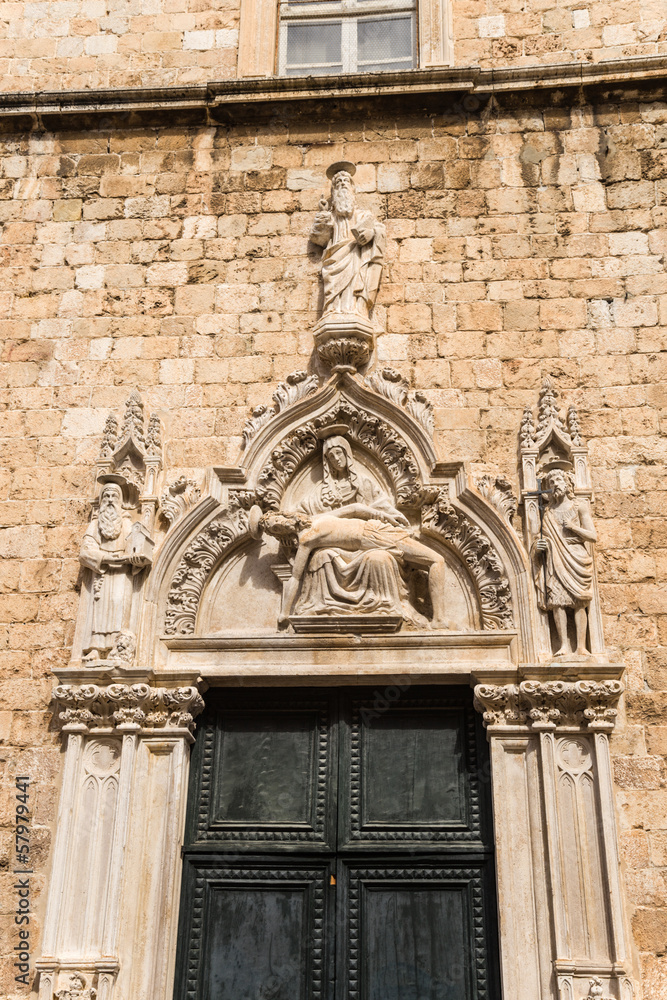 Gate of church in old Dubrovnik