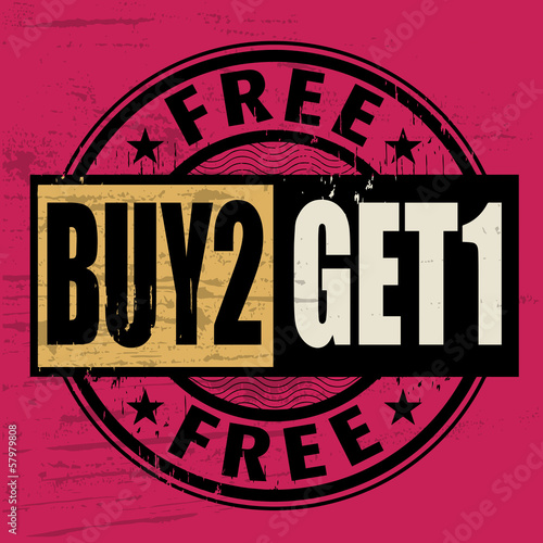 Stamp with the text Buy 2 Get 1 Free written inside, vector
