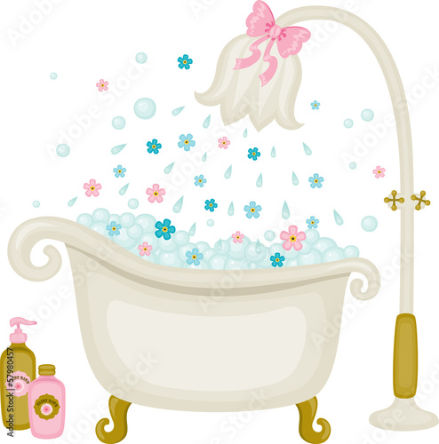 Vintage vector bath illustration.