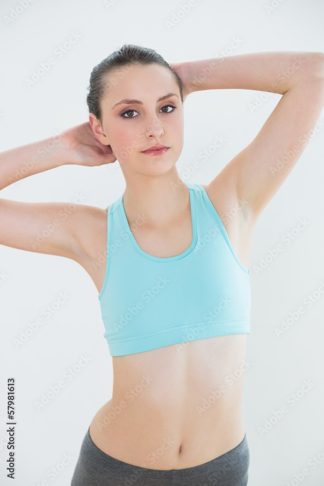Portrait of a serious fit woman in fitness studio Portrait of a serious fit woman in fitness studio