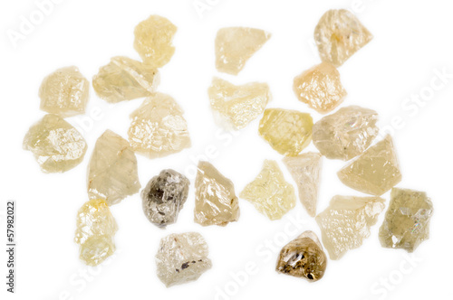 Rough, uncut Diamonds in several colors.